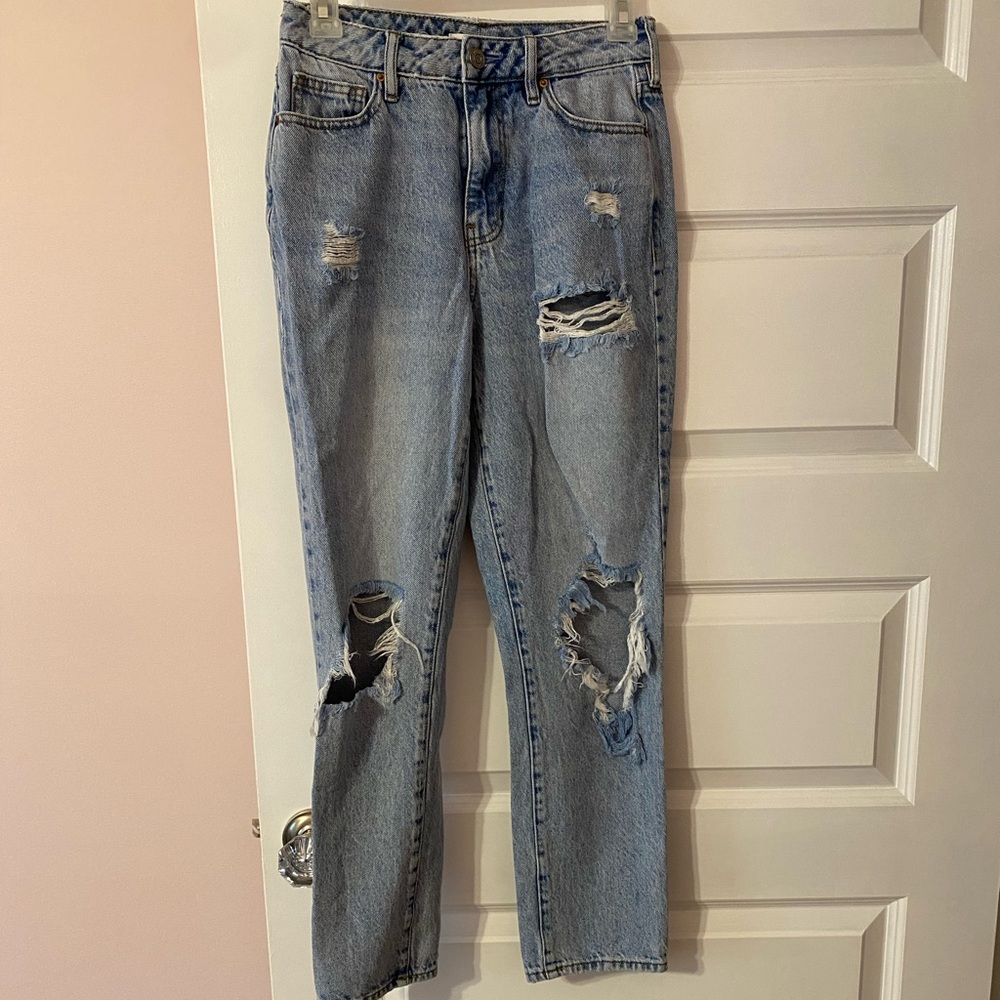 pacsun Distressed Light Blue Mom Jeans